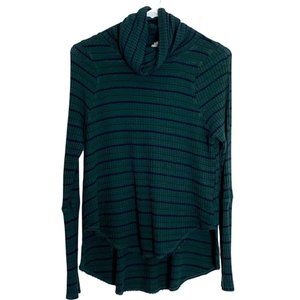 Free People We The Free Kristina Cowl Neck High Low Thermal Striped Tunic XS